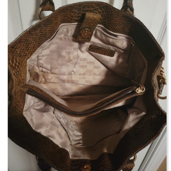 Michael Kors Python Snakeskin Chain Satchel Tote - Picture 9 of 13